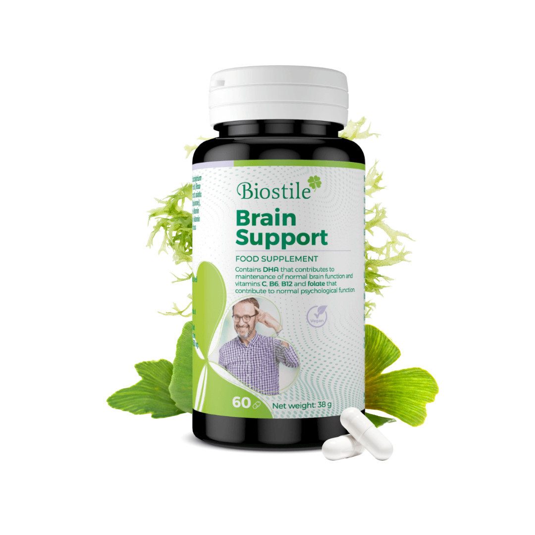 Biostile Ginkgo für Gedächtnis, Gehirn, Konzentration und Omega 3 Unterstützung Kapseln, 60 er 38 g, Mit Vitaminen, Q10 und Centella, 60 Kapseln