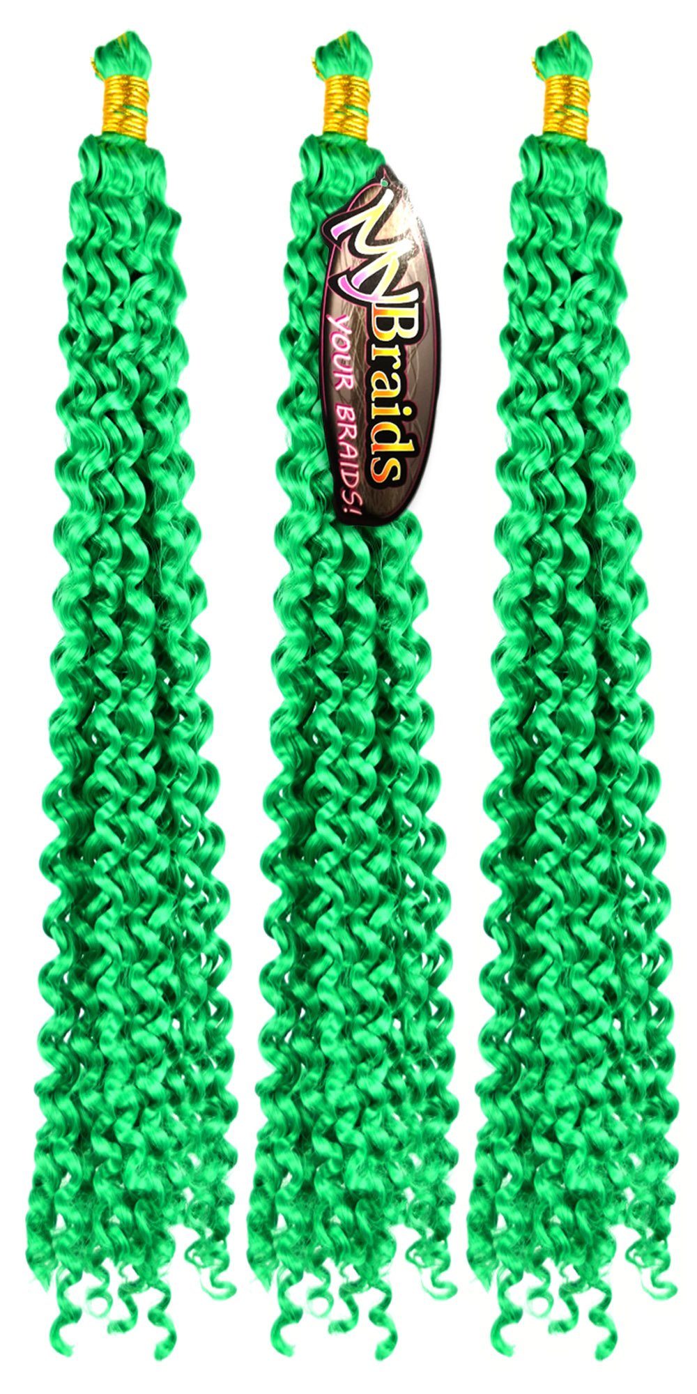 MyBraids YOUR BRAIDS! Kunsthaar-Extension Deep Wave Crochet Braids 3er Pack Flechthaar Zöpfe Wellig 14-W Grün