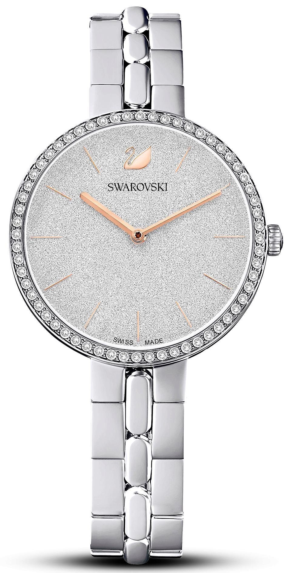 Swarovski Schweizer Uhr COSMOPOLITAN, 5517807, Zifferblatt mit Glitzerlack silber