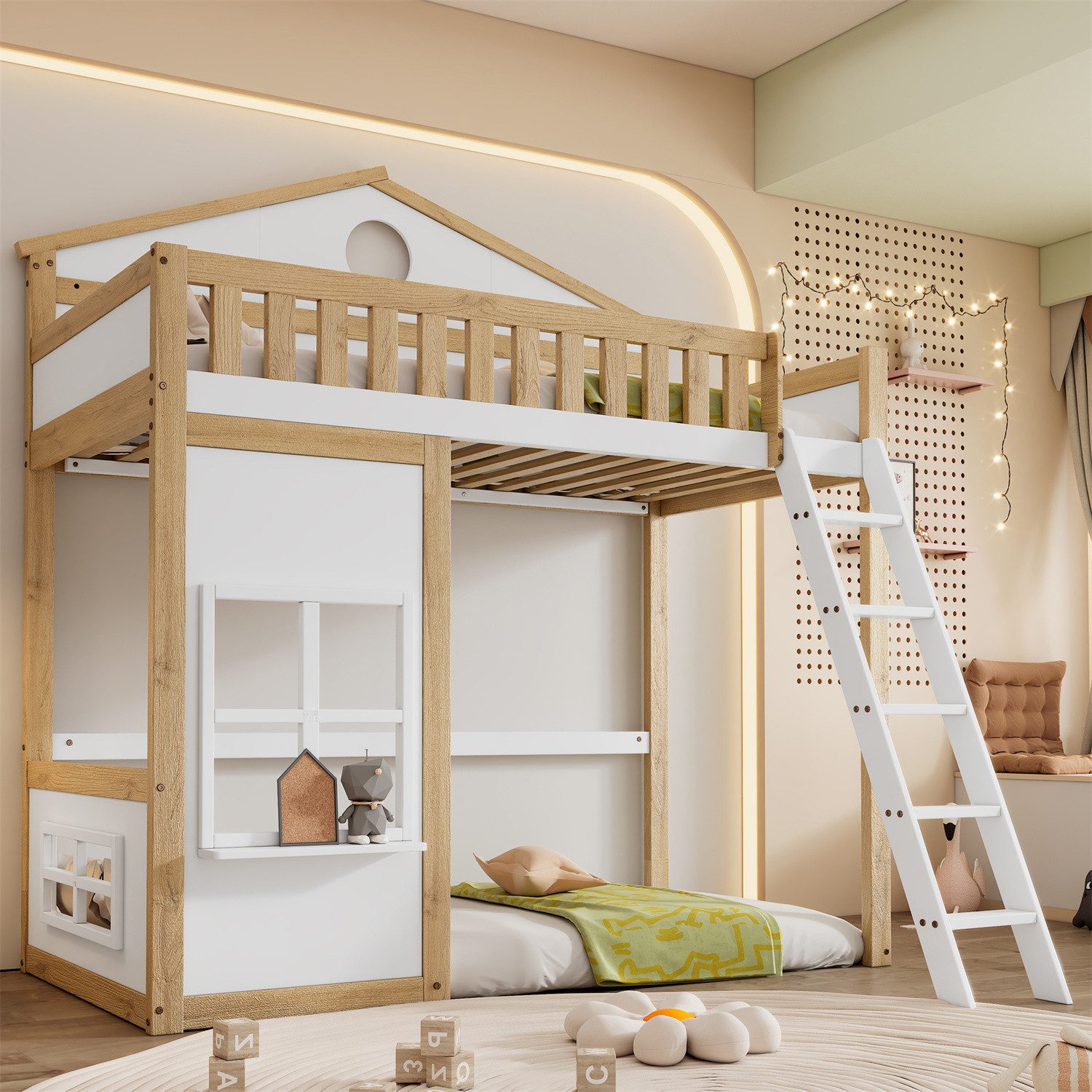 autolock Etagenbett Etagenbett, Kinderbett mit Treppe, günstig online kaufen
