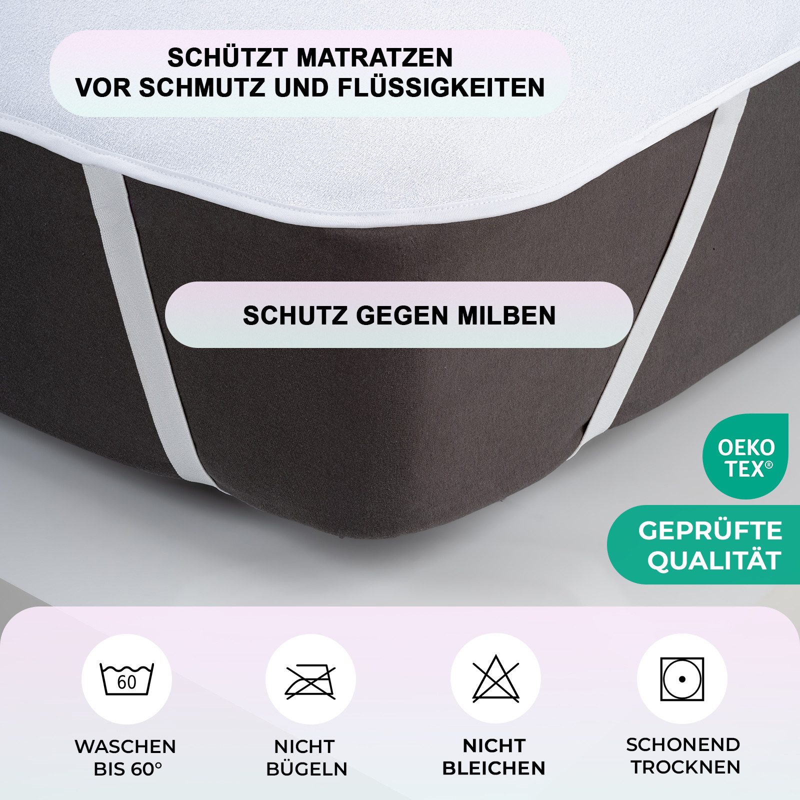 Matratzenschoner Matratzenauflage Buymax, Wasserdichter Matratzenschoner bis 60° Waschbar, Matratzenschutz