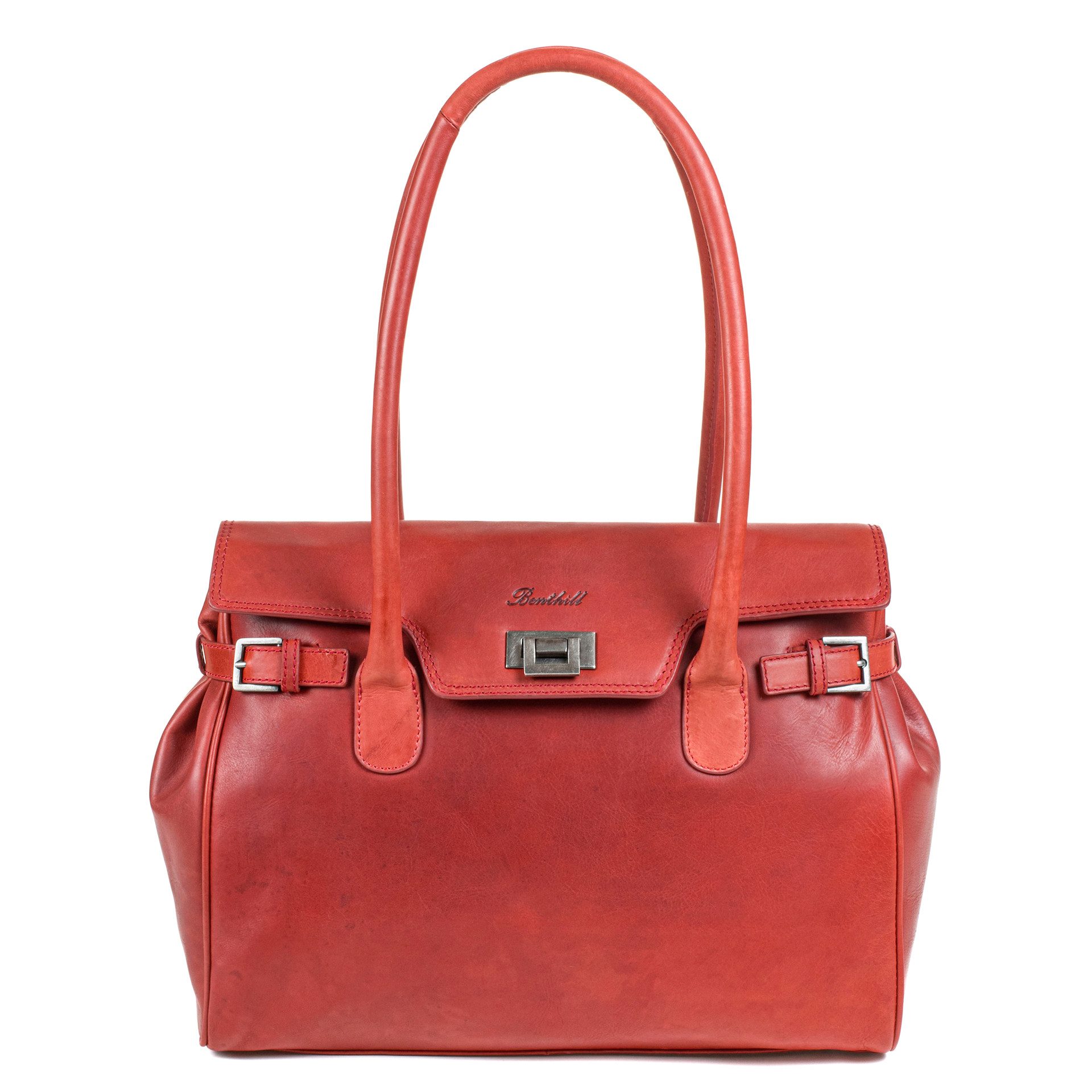 Benthill Henkeltasche Damen Echt Leder Handtasche Schultertasche Vintage Bag Tasche, Reißverschlussfach