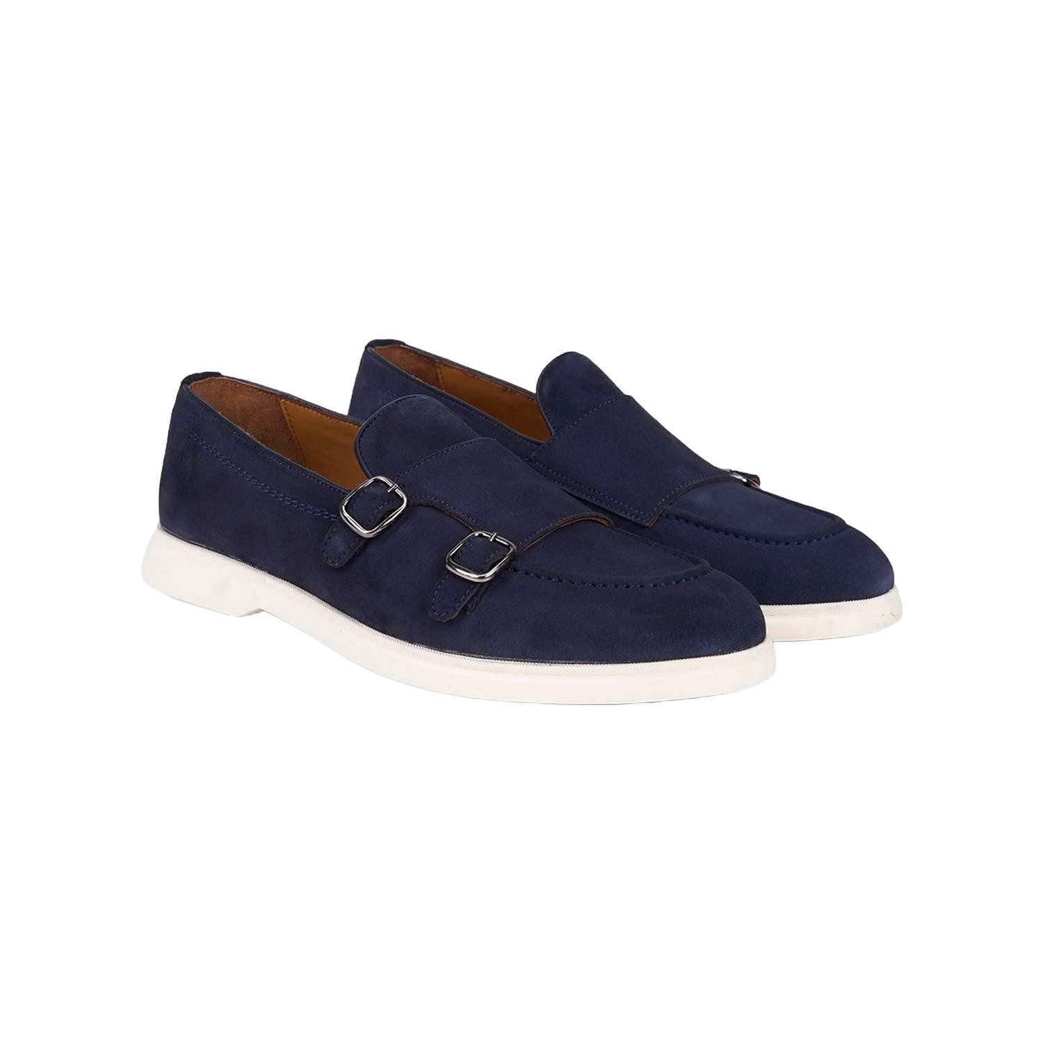 Desa DESA Herren-Slipper aus Wildleder mit Doppelschnalle Loafer