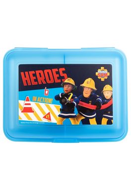 United Labels® Lunchbox Feuerwehrmann Sam Brotdose - Heroes - mit Trennwand Blau, Kunststoff (PP)