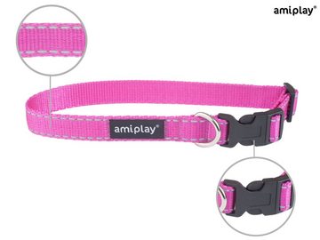 amiplay Hunde-Halsband Reflective, Polypropylen-Gurtband mit reflektierendem Faden, Verstellbares Hundehalsband REFLECTIVE