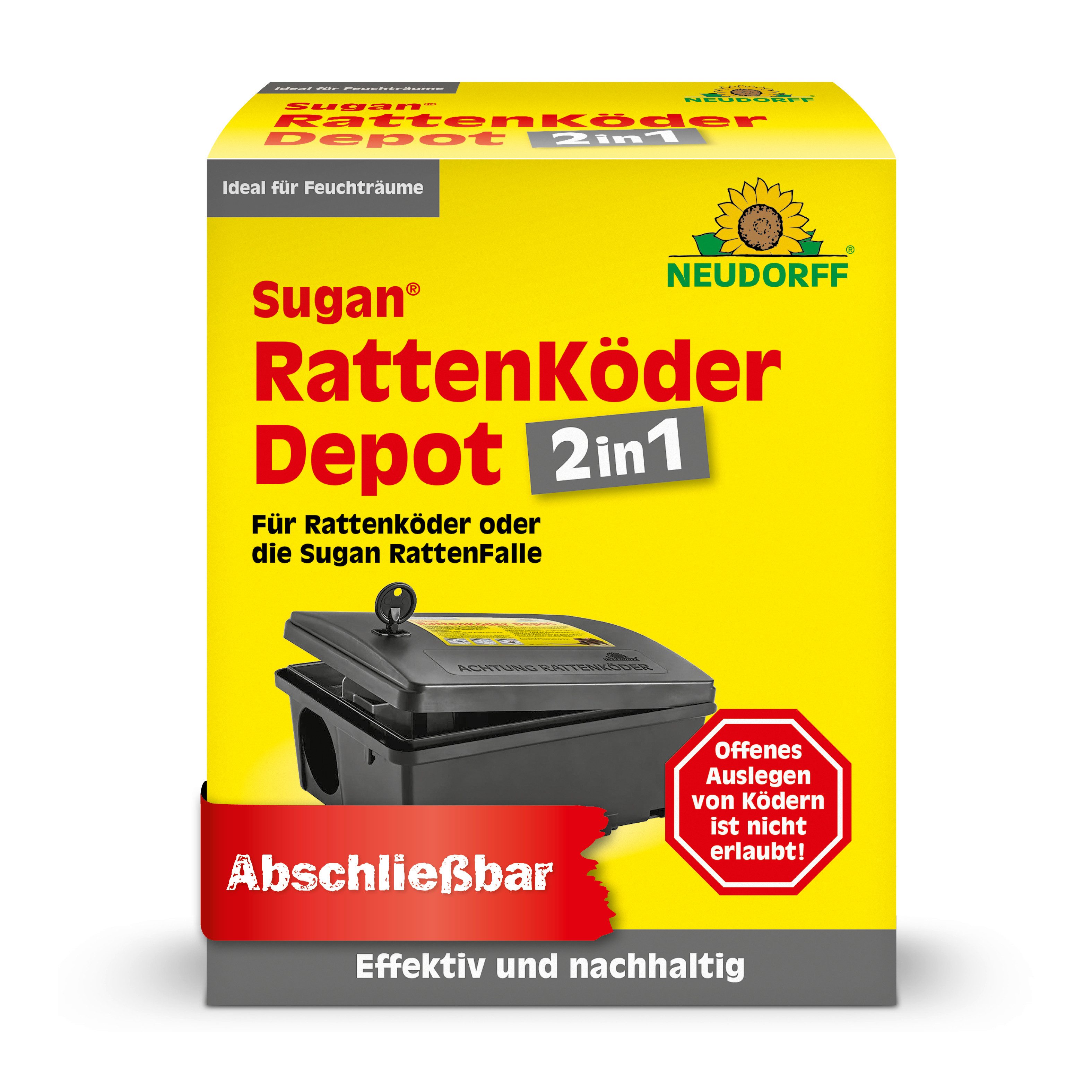 Neudorff Lebendfalle Sugan RattenKöder Depot 2-in-1, Flexibel mit verschiedenen Rattenködern einsetzbar