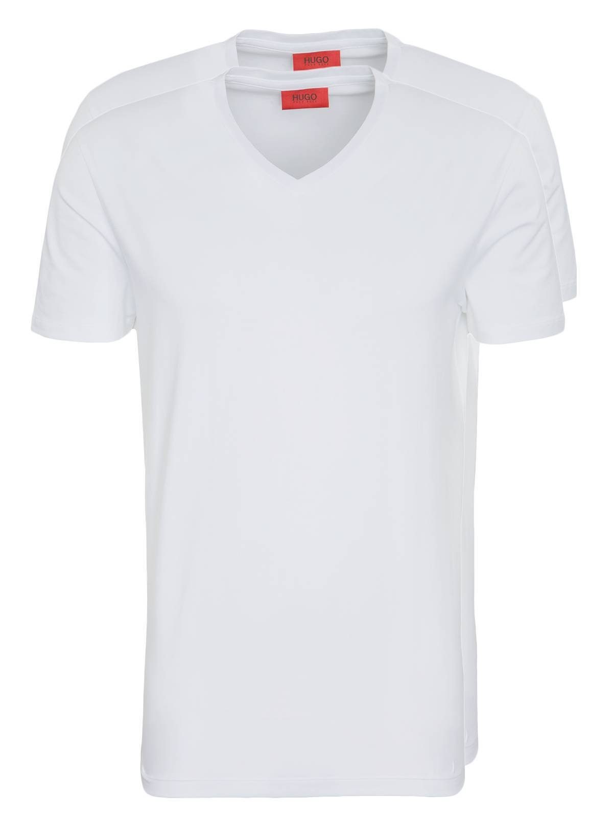 HUGO T-Shirt V-Doppelpack (1-tlg) Weiß (100)