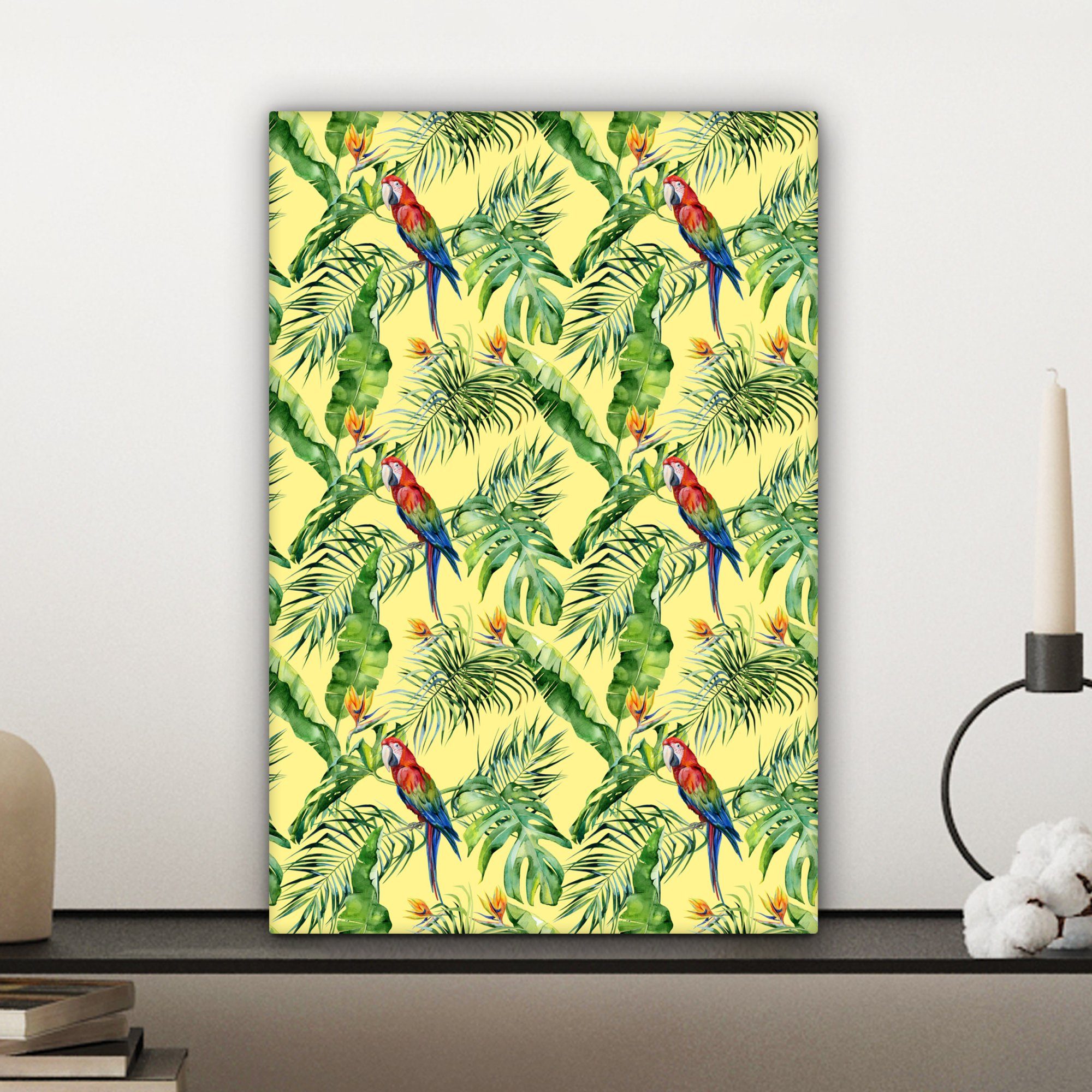 20x30 fertig Leinwandbild Zackenaufhänger, (1 Paradiesvogelblume St), Blumen, bespannt cm Leinwandbild Gemälde, OneMillionCanvasses® - inkl.