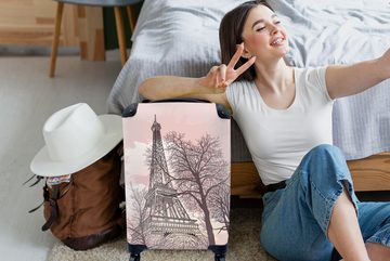 MuchoWow Handgepäckkoffer Paris - Eiffelturm - Illustration, 4 Rollen, Reisetasche mit rollen, Handgepäck für Ferien, Trolley, Reisekoffer