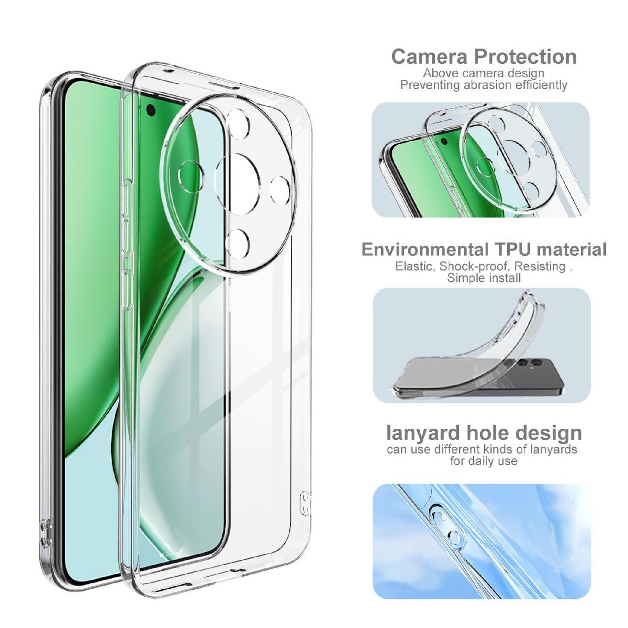 Wigento Handyhülle für Honor Magic 8 Lite TPU Silikon Slim Dünn Flexibel Transparent 6,79 Zoll, Stilvolle TPU Hülle, präzise Aussparungen, schützend – Bild 5 von 5
