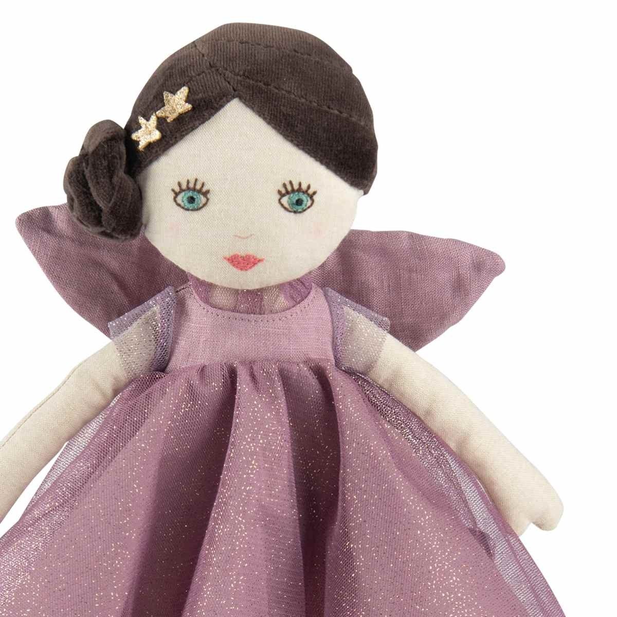 Moulin Roty Babypuppe Fee Isaline violett Feenpuppe aus Fee zum Spielen und Kuscheln (1-tlg), Feenpuppe