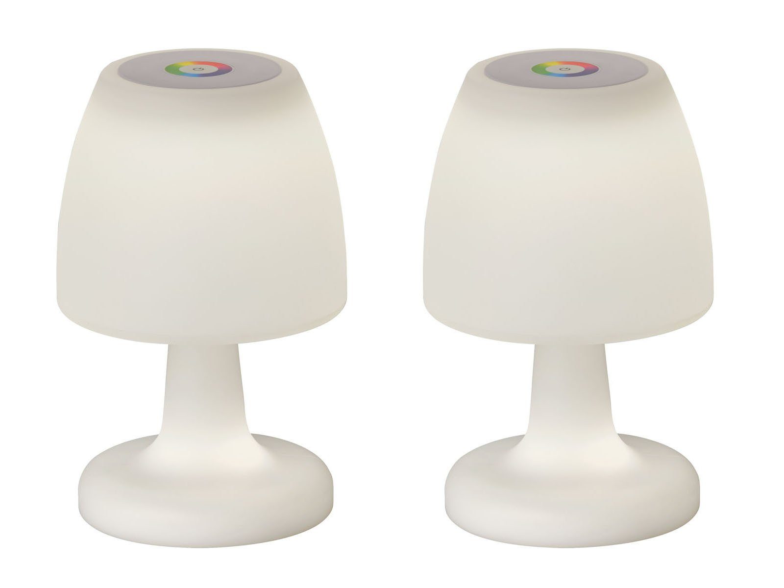 easy! BY FHL LED Außen-Tischleuchte, USB-Ladefunktion, LED fest integriert, Warmweiß, RGB Farbwechsler, 2er SET 26cm Outdoor IP 44 Schutzklasse ohne Strom-Kabel mit Akku USB