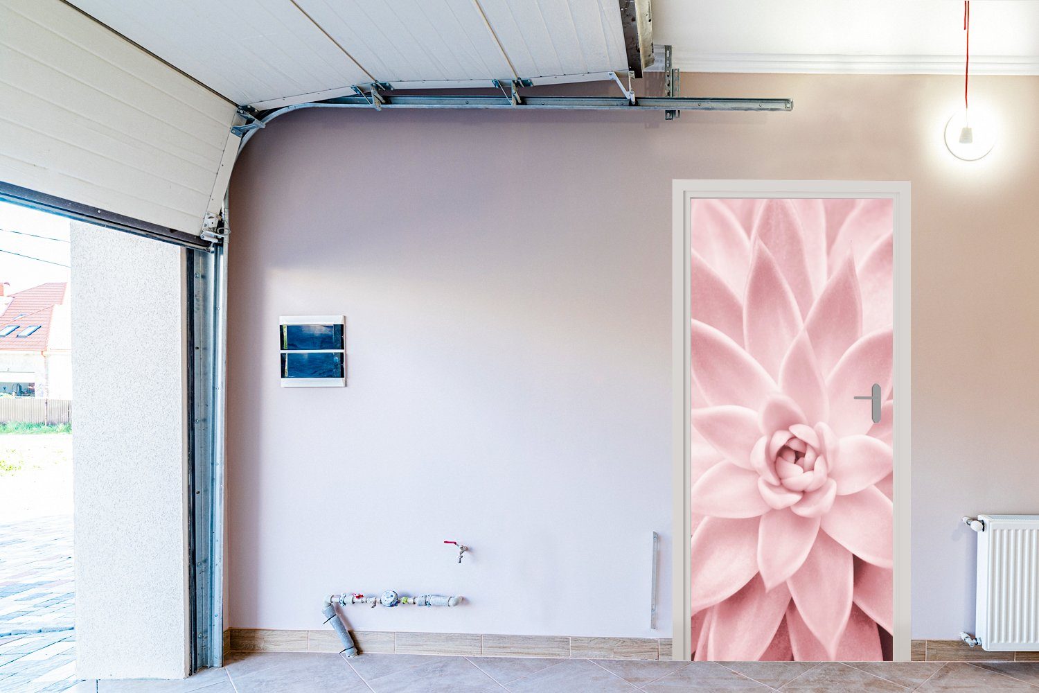 Matt, Pflanze, MuchoWow cm Natur - Tür, Fototapete - bedruckt, St), (1 75x205 - Türaufkleber, Türtapete für Blume Rosa