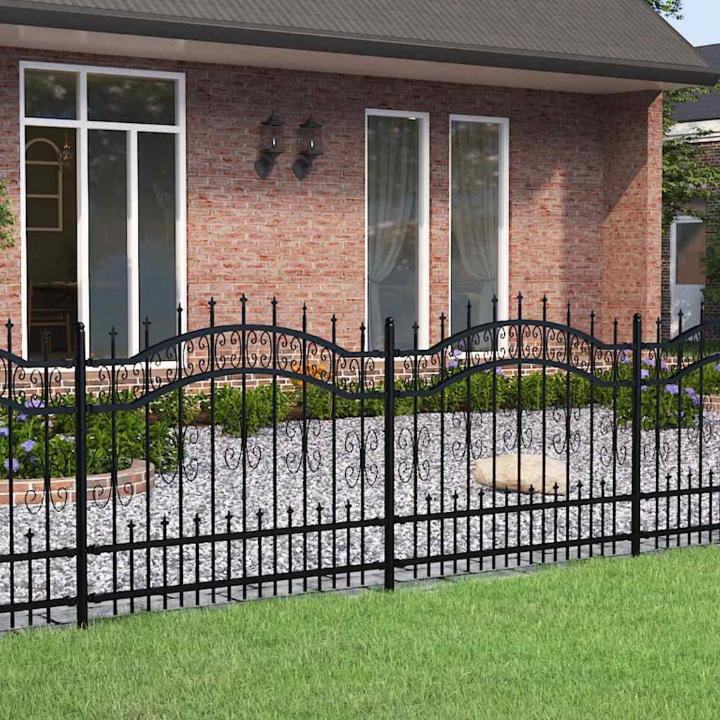 furnicato Zaun Gartenzaun Kampen 240x140 cm Schwarz Pulverbeschichteter Stahl, (1-St)