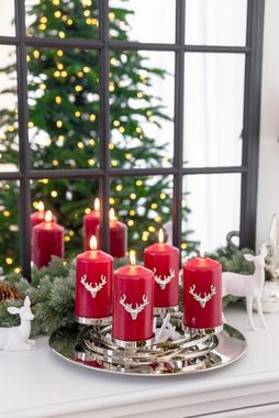 EDZARD Adventskranz La Annabel, (40 cm) Kerzenhalter für Stumpenkerzen, Adventsleuchter als Weihnachtsdeko für 4 Kerzen, Kerzenkranz als Tischdeko mit Silber-Optik