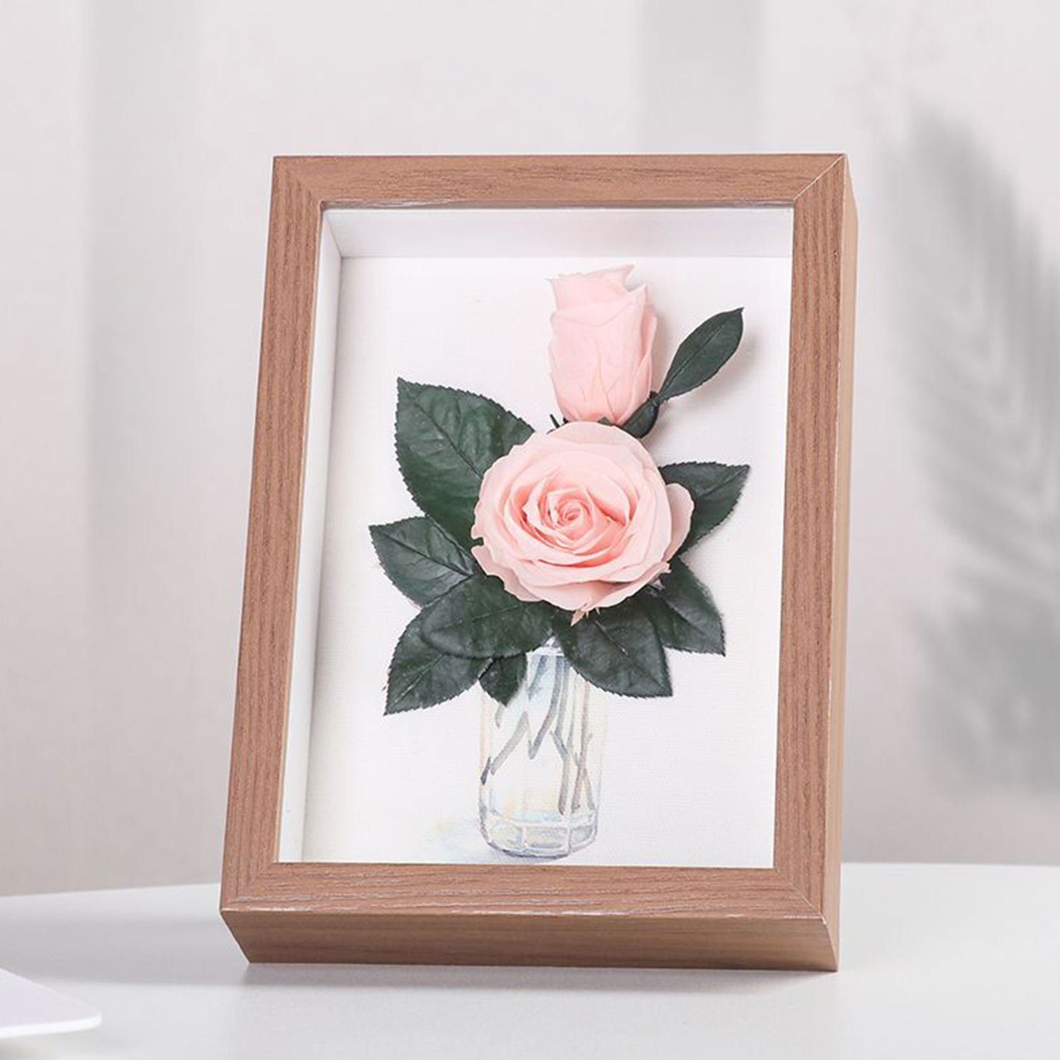 Kunstblume Ewige handgemachte konservierte Rose, MAGICSHE, zum Befüllen Quadratische Form Rosa