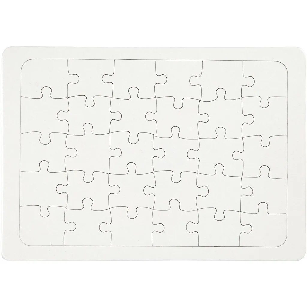 cm, 21x30 aus Pappe; Dekofigur Weiß, Creotime Puzzle Teile blanko, 30