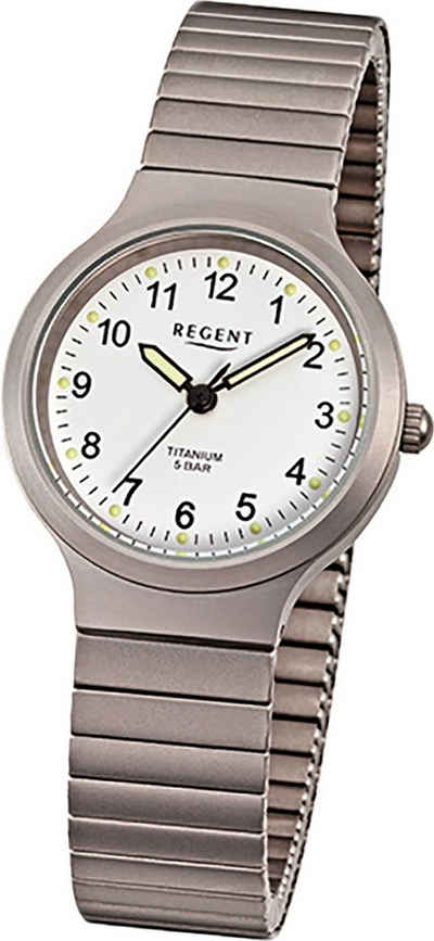 Regent Titanuhr Regent Titan Damen-Herren Uhr F-275, Damen, Herrenuhr Titanarmband, rundes Gehäuse, klein (ca. 28mm) weiß