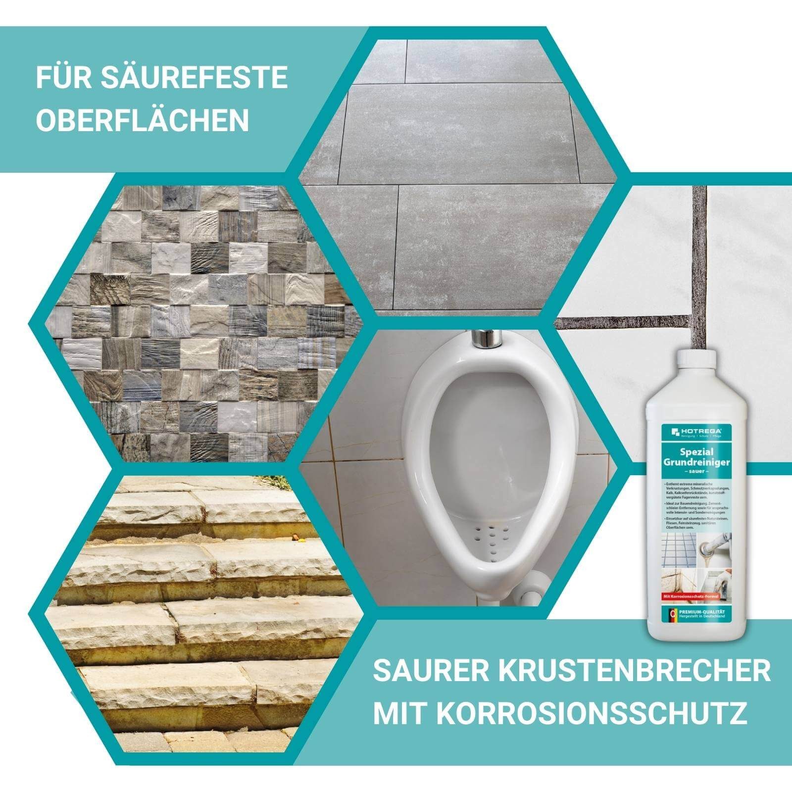 HOTREGA® Spezial Grundreiniger sauer Bauendreinigung Zement Intensivreiniger 1L Grundreiniger
