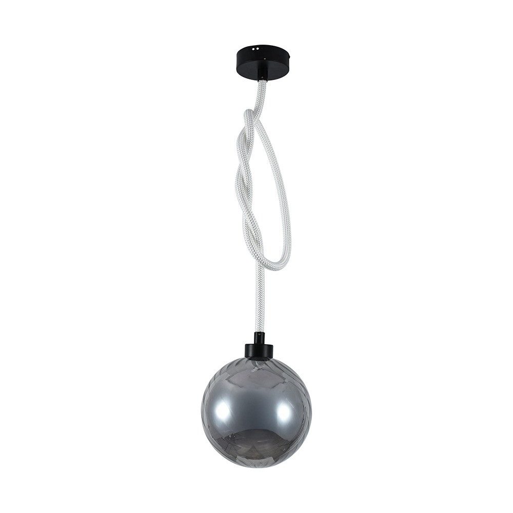 V-TAC LED Pendelleuchte, LED-Leuchtmittel fest verbaut, Warmweiß, LED Pendelleuchte Hängelampe Metall Anthrazit Rauchglas H 180 cm