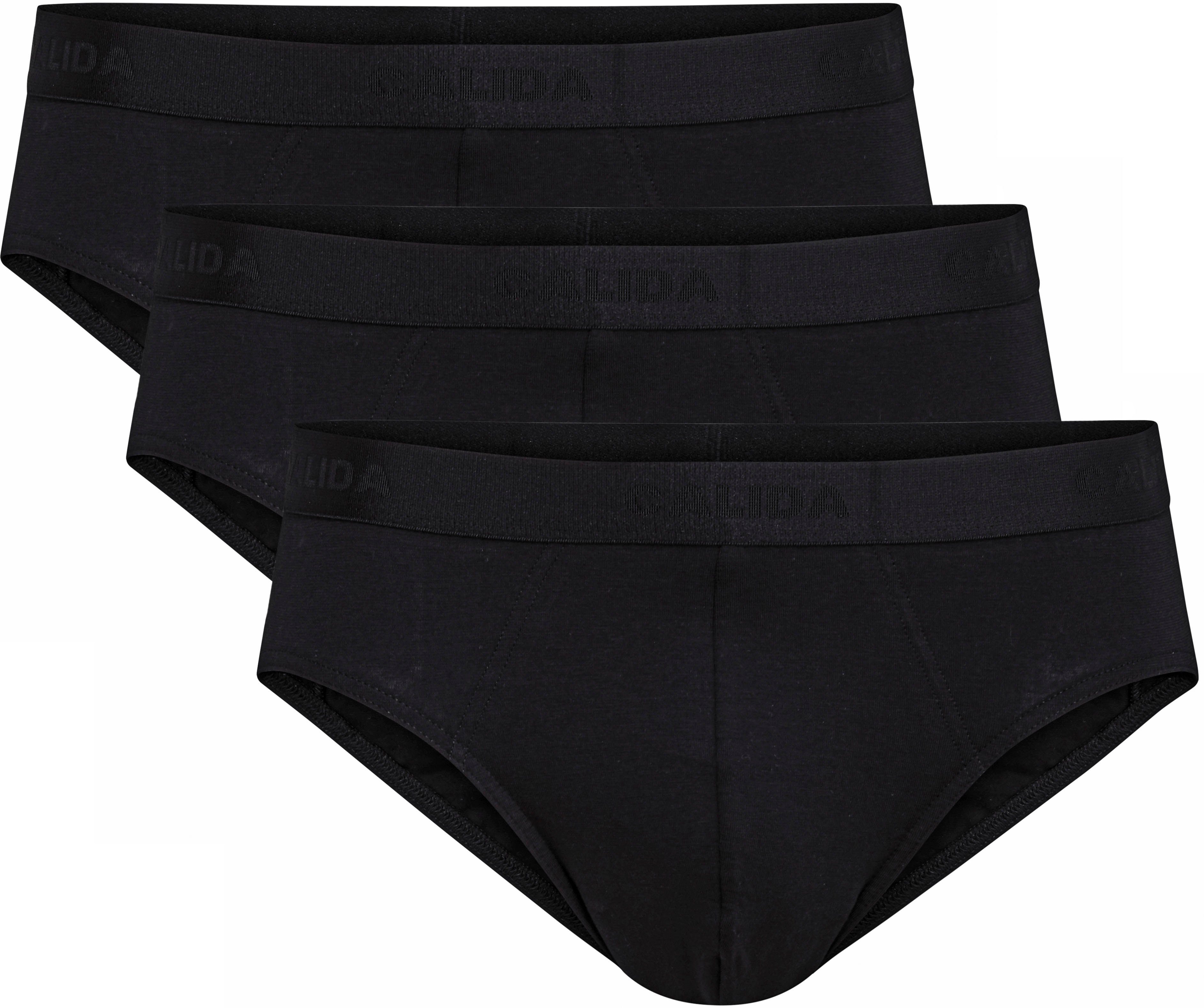 Single Benefit Slip Natural formstabile Herren-Slip schwarz CALIDA Pack) Jersey-Qualität (3er