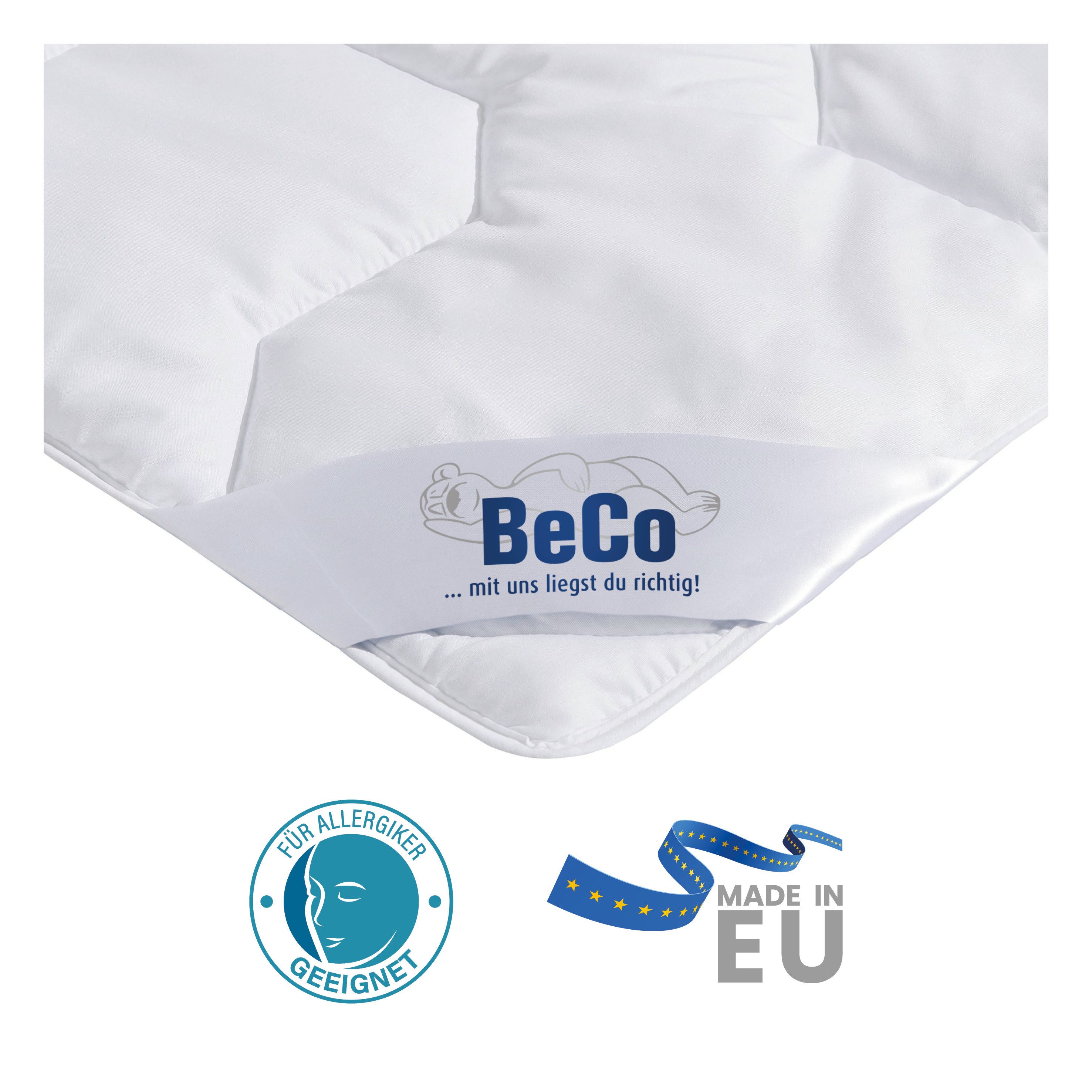 Beco Microfaserbettdecke + Kopfkissen Kuschelweich Bettwaren Set Ganzjahresdecke und Kissen 80x80, Füllung: Polyester, Beste Qualität für idealen Schlafkomfort – Bild 4 von 5