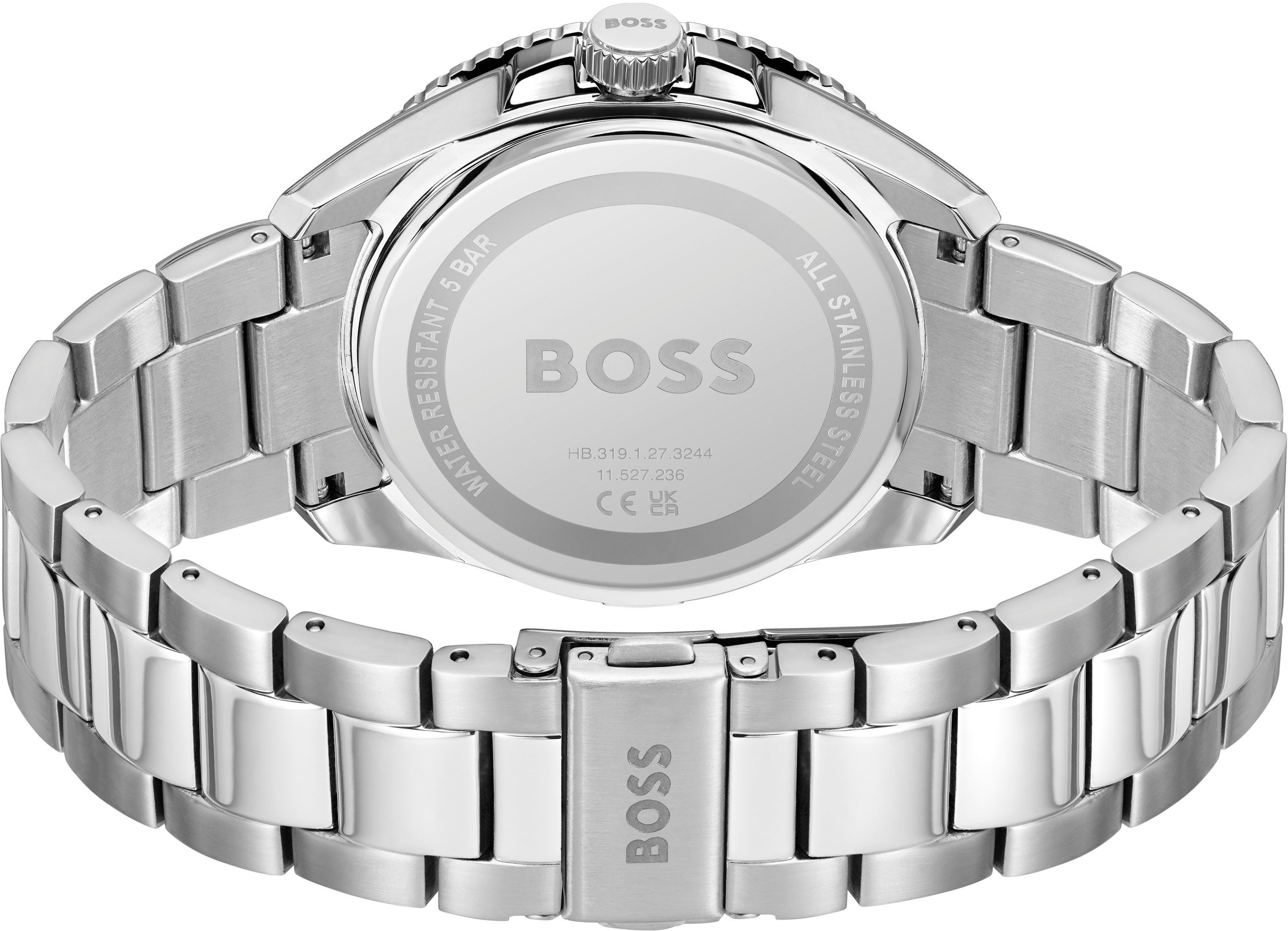 BOSS Quarzuhr RUNNER 3H 1514207, Armbanduhr, Herrenuhr, Edelstahlarmband, a günstig online kaufen