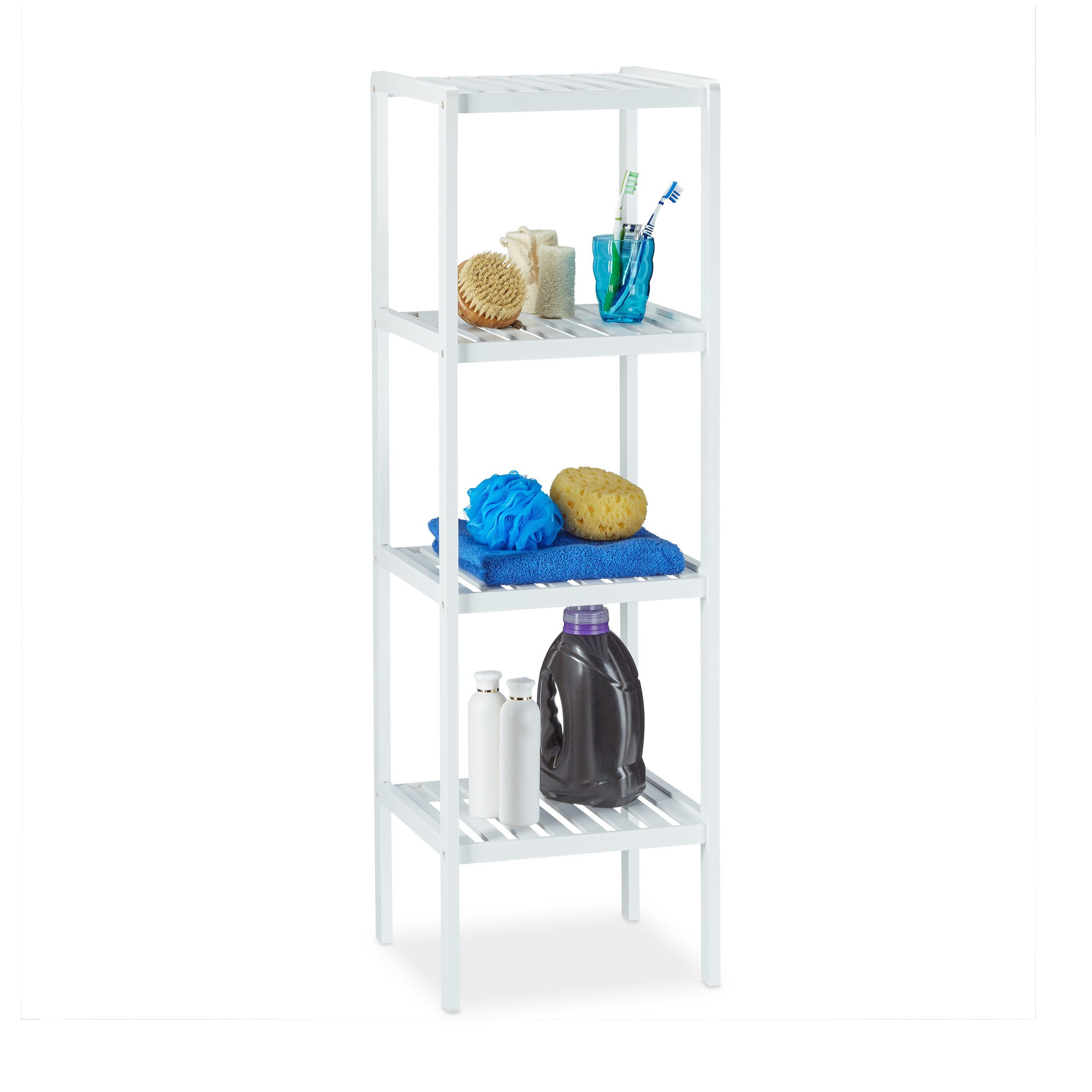 relaxdays Badregal Bambus Badregal mit 4 günstig online kaufen