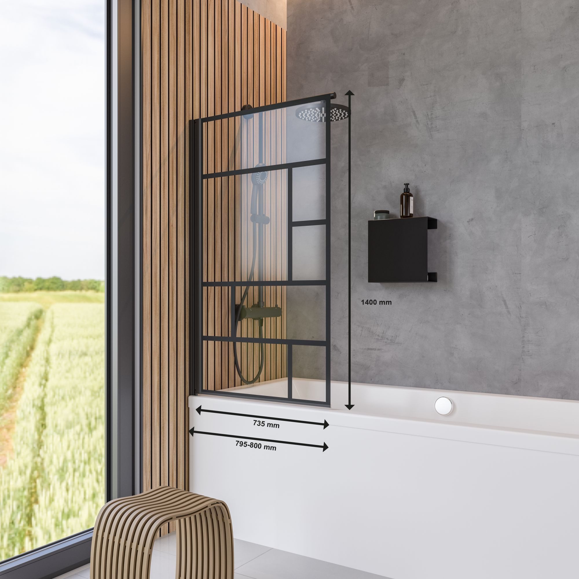 Schulte Badewannenfaltwand Duschwand für Badewanne, Dekor Atelier 1, Glas, günstig online kaufen