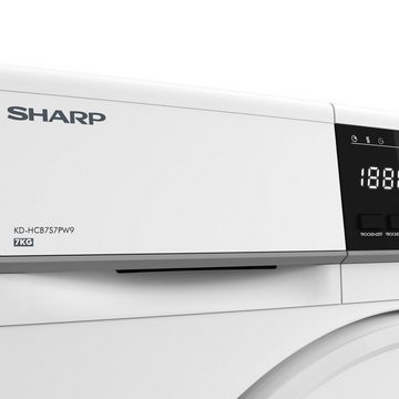 Sharp Kondenstrockner weiss KD-HCB7S7PW9-DE, 7 kg, großer Öffnung, Wave Cabinet, Kindersicherung