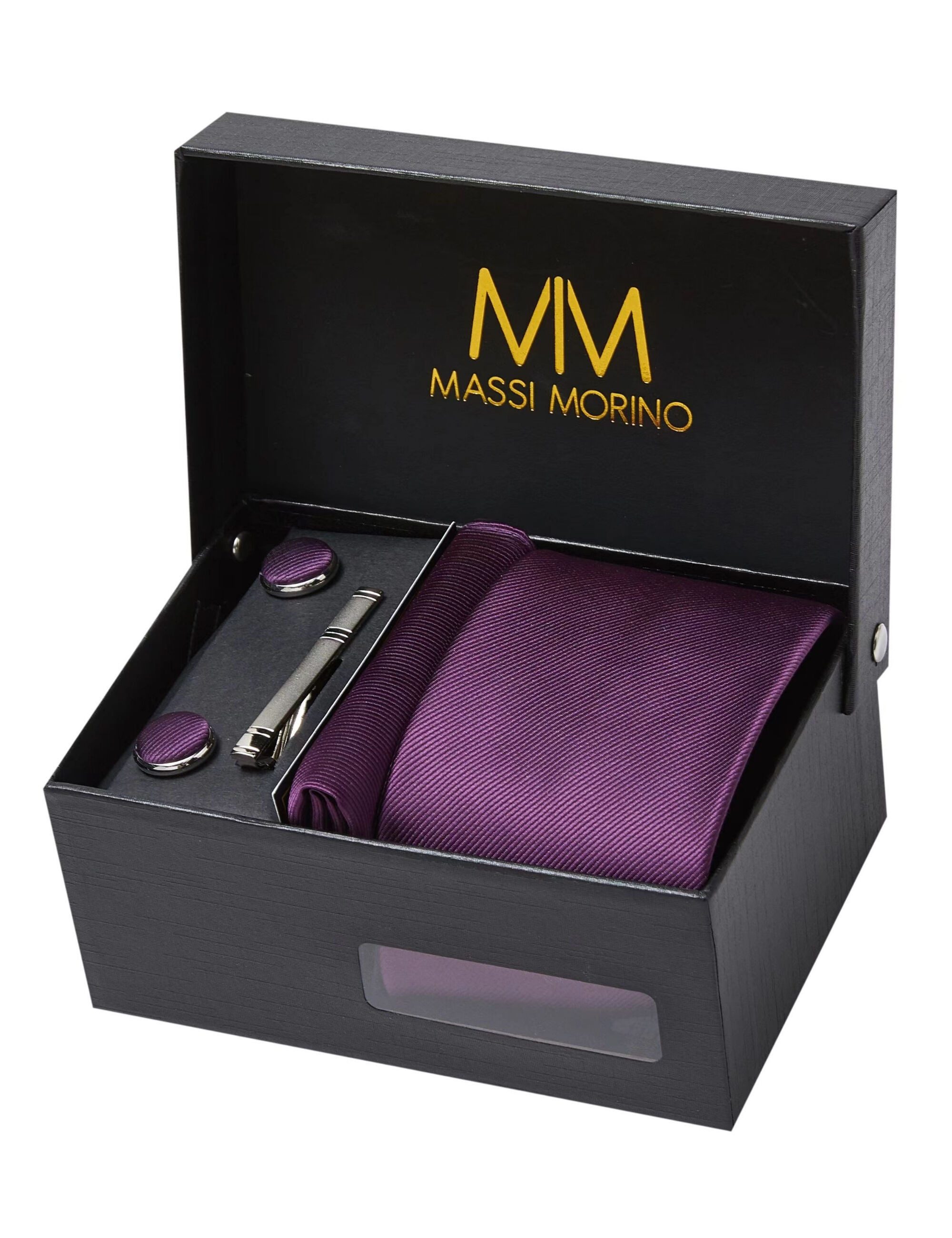 Massi Morino Krawatte (1-St) mit Einstecktuch, Manschettenknöpfen und Krawa günstig online kaufen