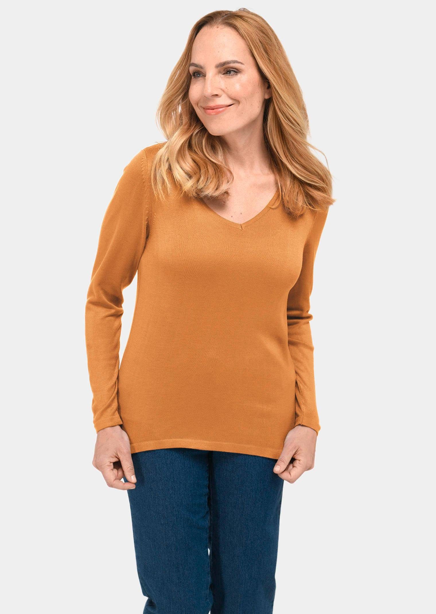 GOLDNER Strickpullover Unkomplizierter Pullover mit V-Ausschnitt günstig online kaufen