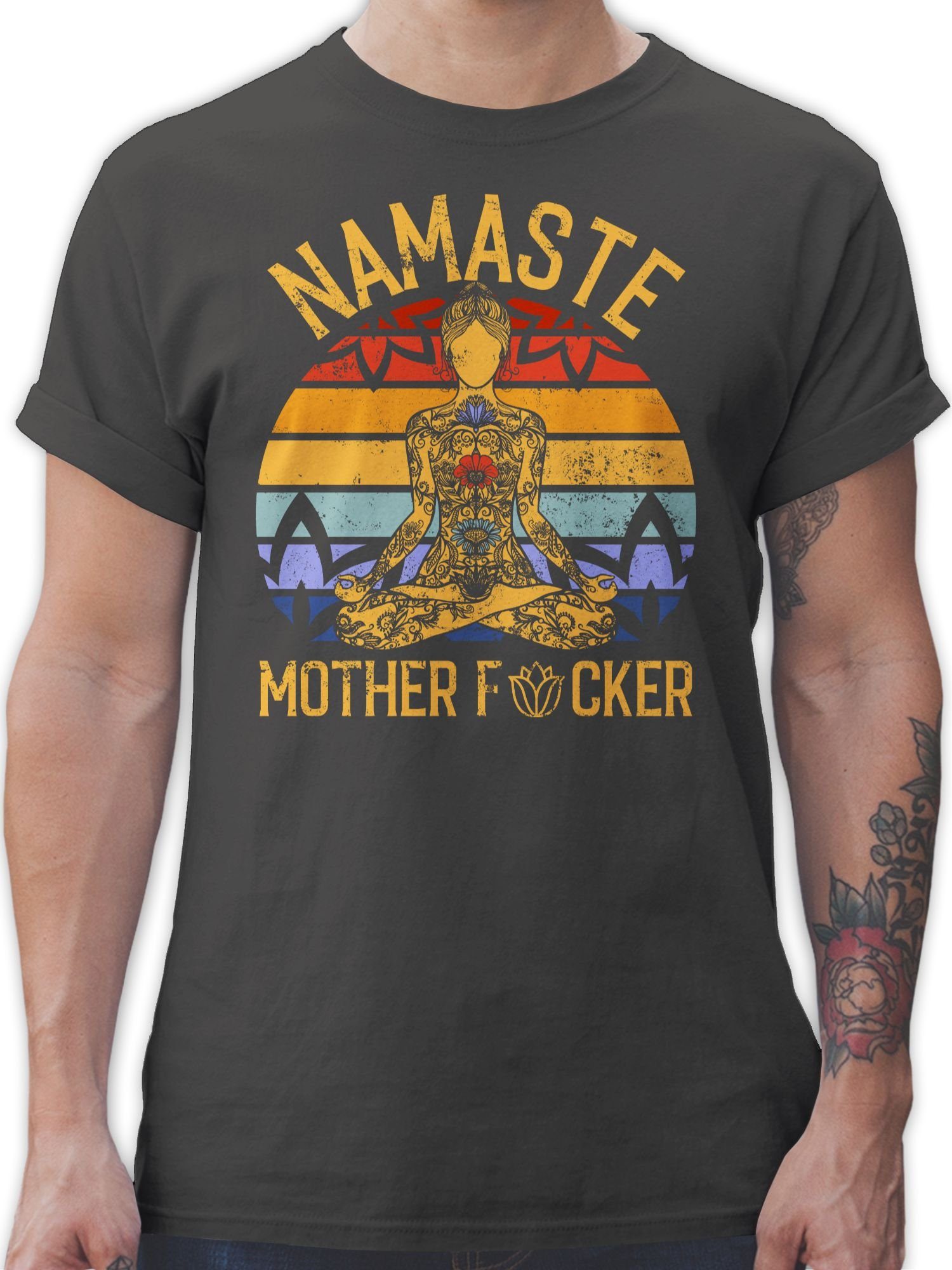 Shirtracer T-Shirt Namaste Mother Yoga und Wellness Geschenk 02 Dunkelgrau