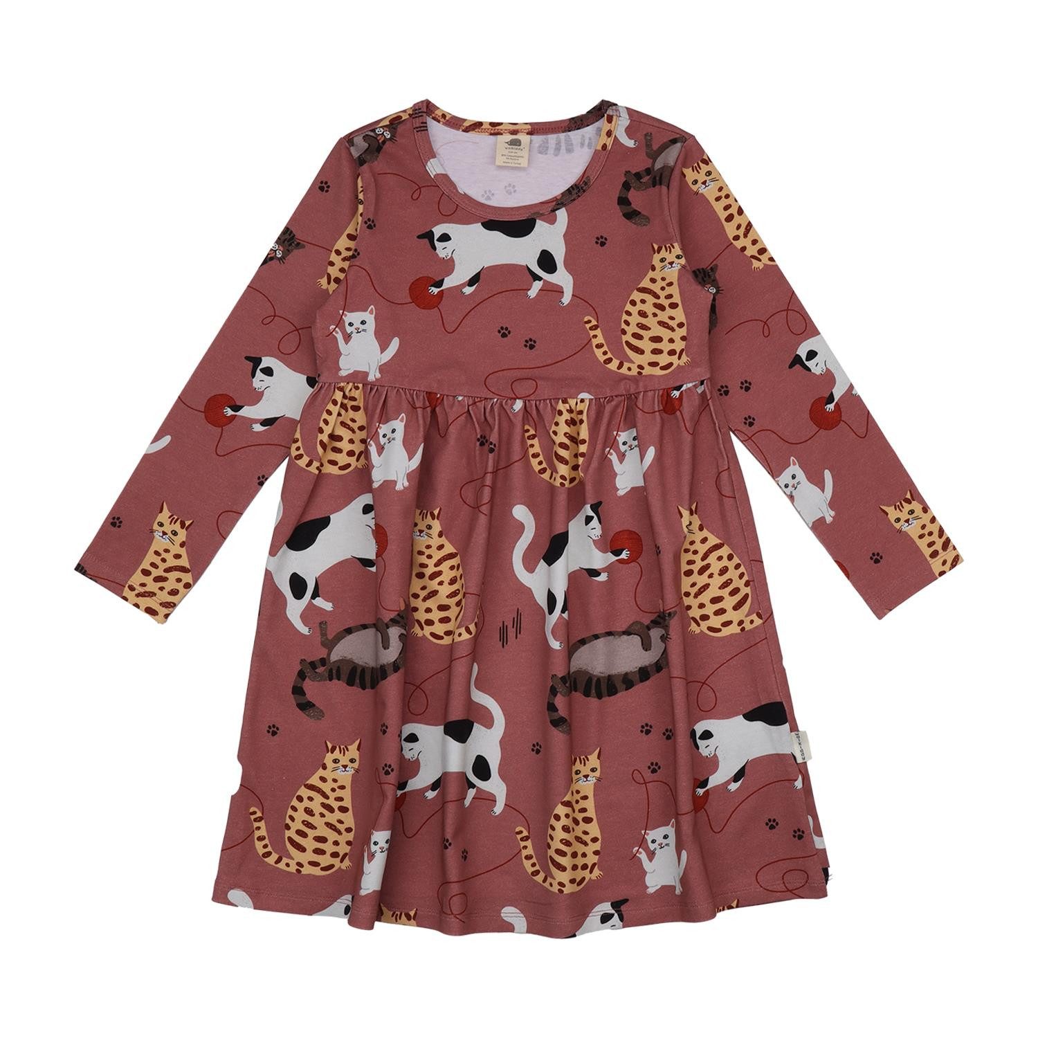 Jerseykleid Kleid mit Katzenmotiv aus Bio-Baumwolle für Kinder