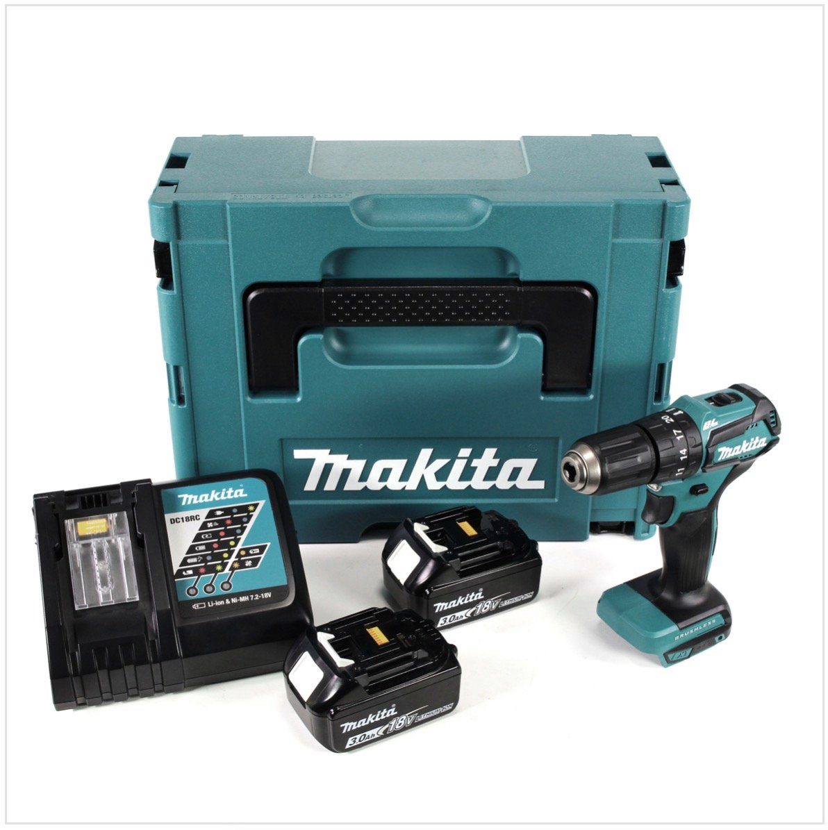 Thumbnail - Makita Schlagbohrmaschine DHP 483 RFJ Akku Schlagbohrschrauber 18V 40Nm + 2x 3,0 Ah Akku + Lade