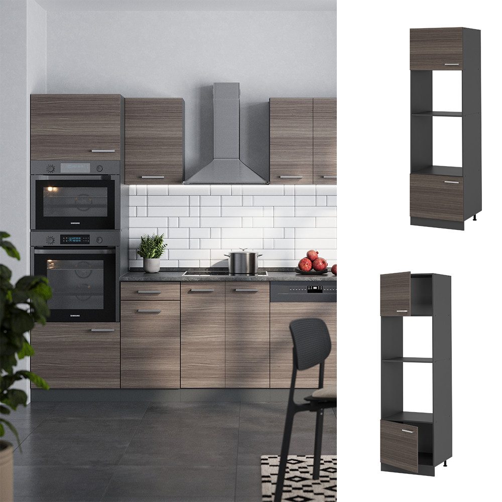 Vicco Mikrowellenumbauschrank R-Line, Edelgrau/Anthrazit, 60 cm günstig online kaufen