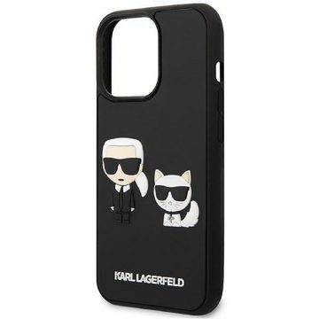 KARL LAGERFELD Handyhülle Case iPhone 14 Pro Kunststoff schwarz Katze und Karl 3D
