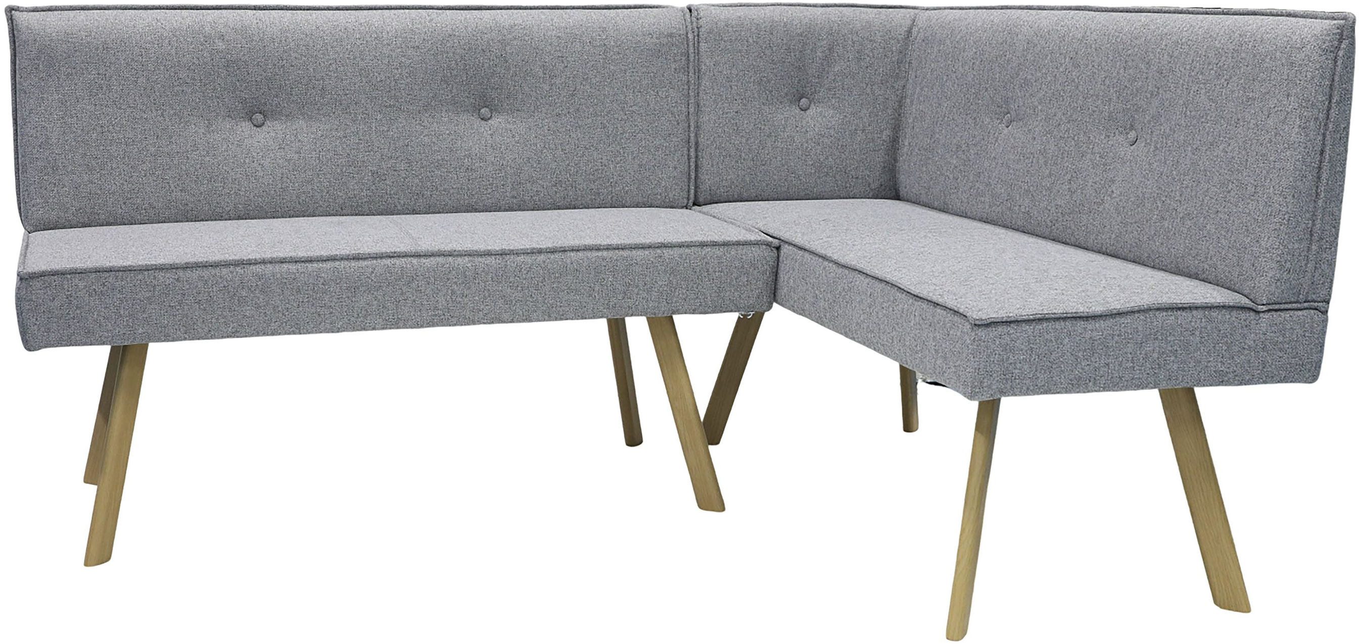 byLIVING Eckbank OTTAWA, Webstoff, Taschenfederkern, umlaufendem Keder und Zierknöpfen