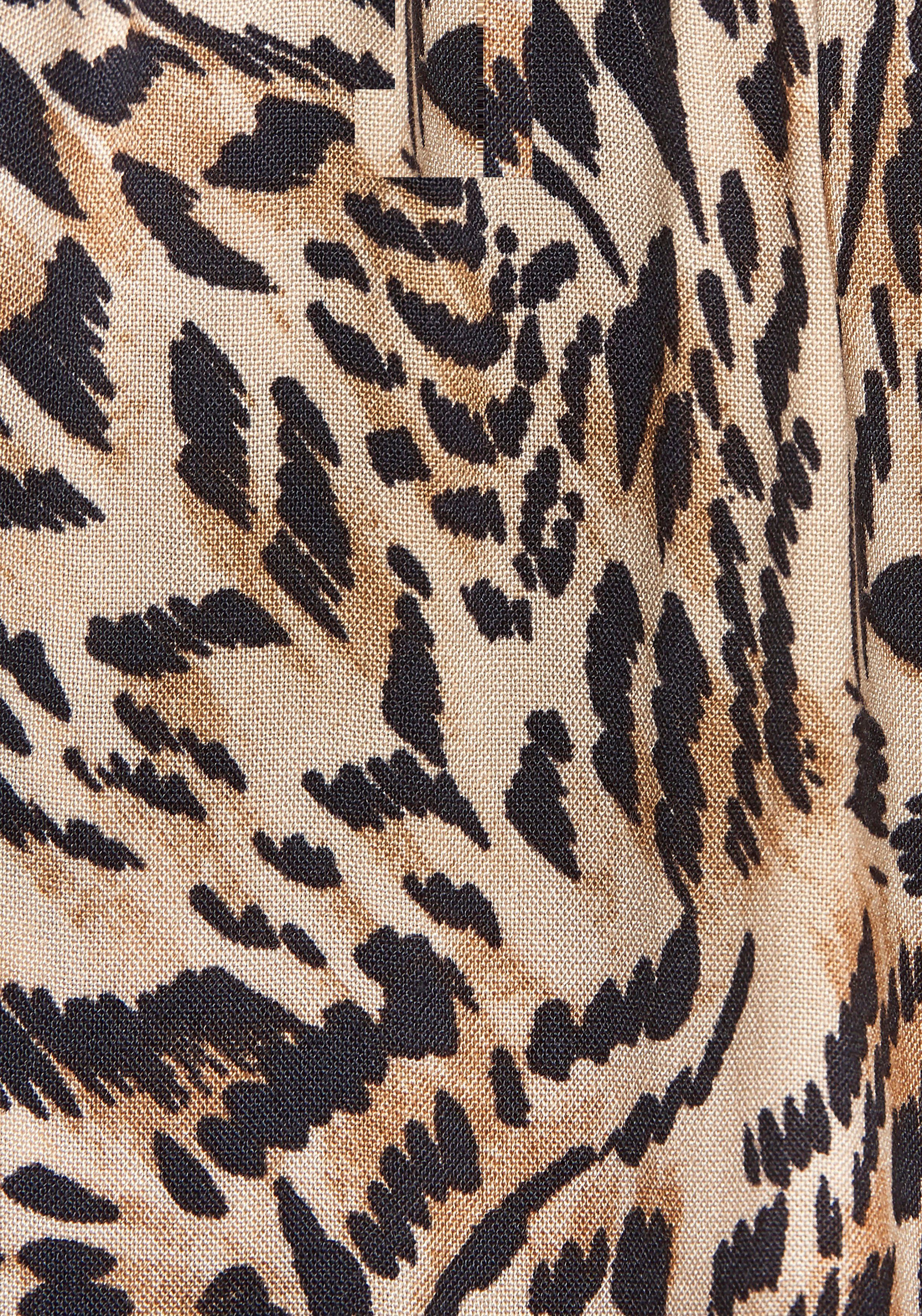 Buffalo Palazzohose aus gewebter Viskose, Stoffhose mit Taschen und Gürtel, Sommerhose