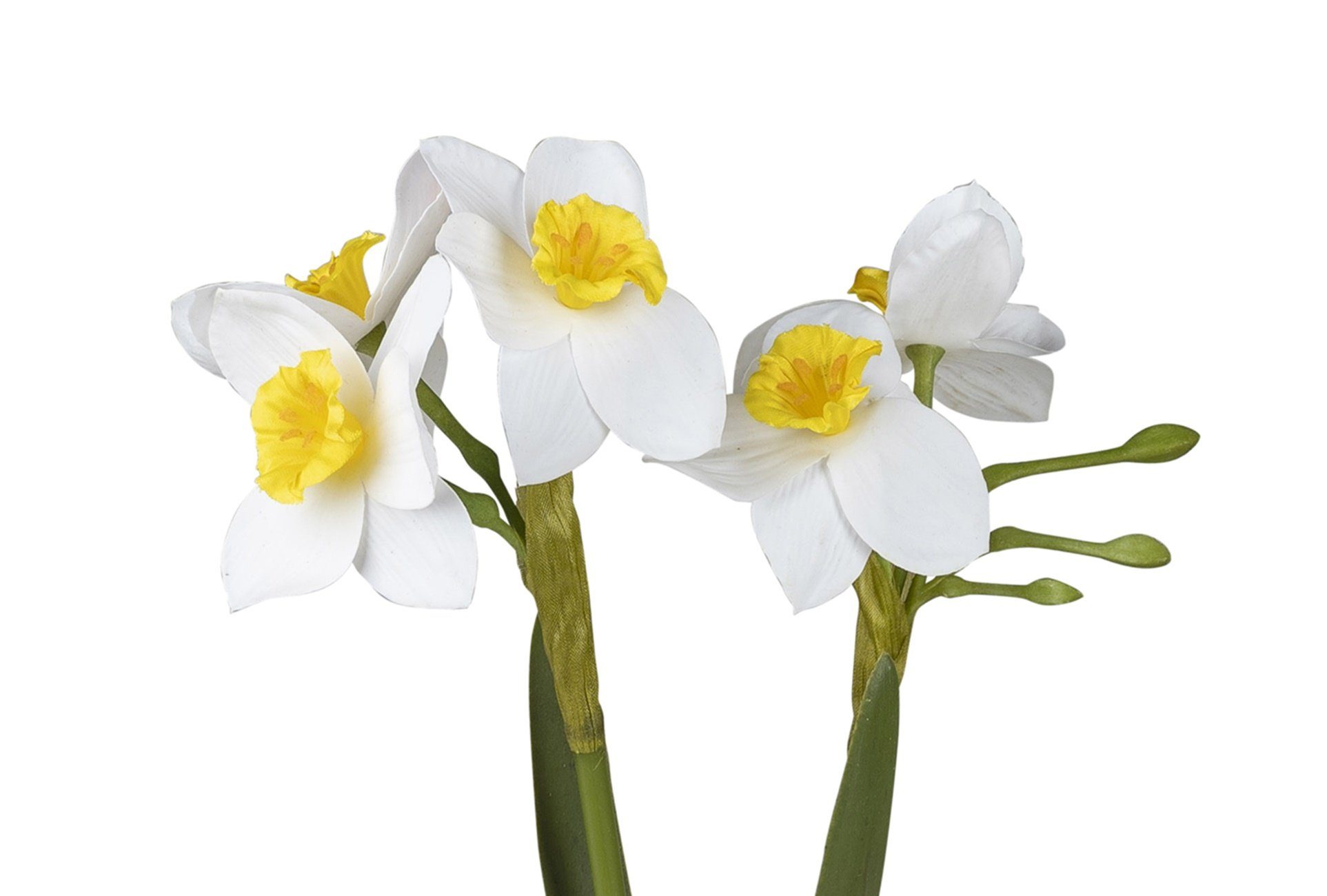 Kunstblume dekojohnson, weiß blühende 40 40cm cm Kunstpflanze, Höhe Narzissen gelb künstlicher
