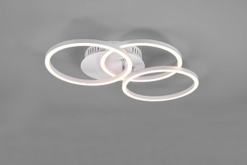 TRIO Leuchten LED Deckenleuchte Circle, Memoryfunktion, Nachtlichtfunktion, LED fest integriert, warmweiß - kaltweiß, Deckenlampe weiß matt mit schwenkbaren Ringen / inkl. Fernbedienung