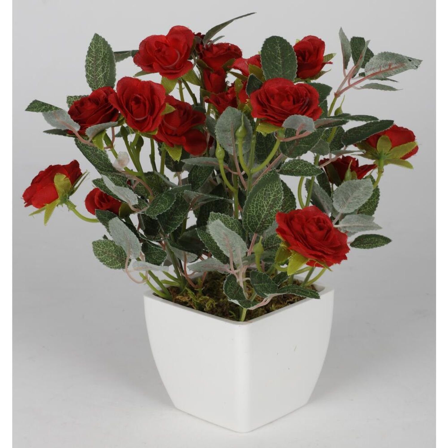 Kunstpflanze 12x BURI Kunstpflanze Künstliche Topf Innendekoration Blumen Wohnzimme, Rose
