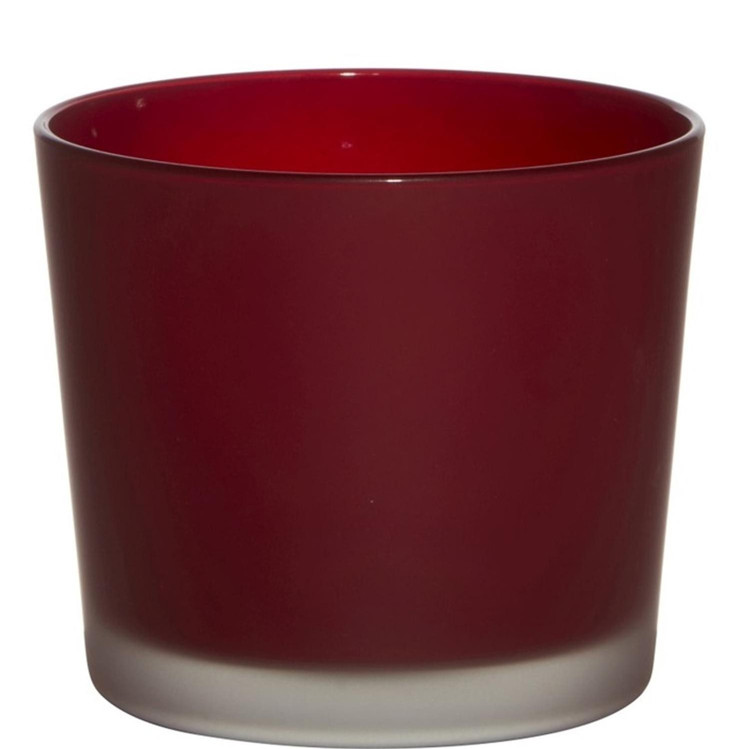 INNA-Glas Blumentopf Glasübertopf Alena Frost, rot matt, 12,5cm, Ø14,5cm