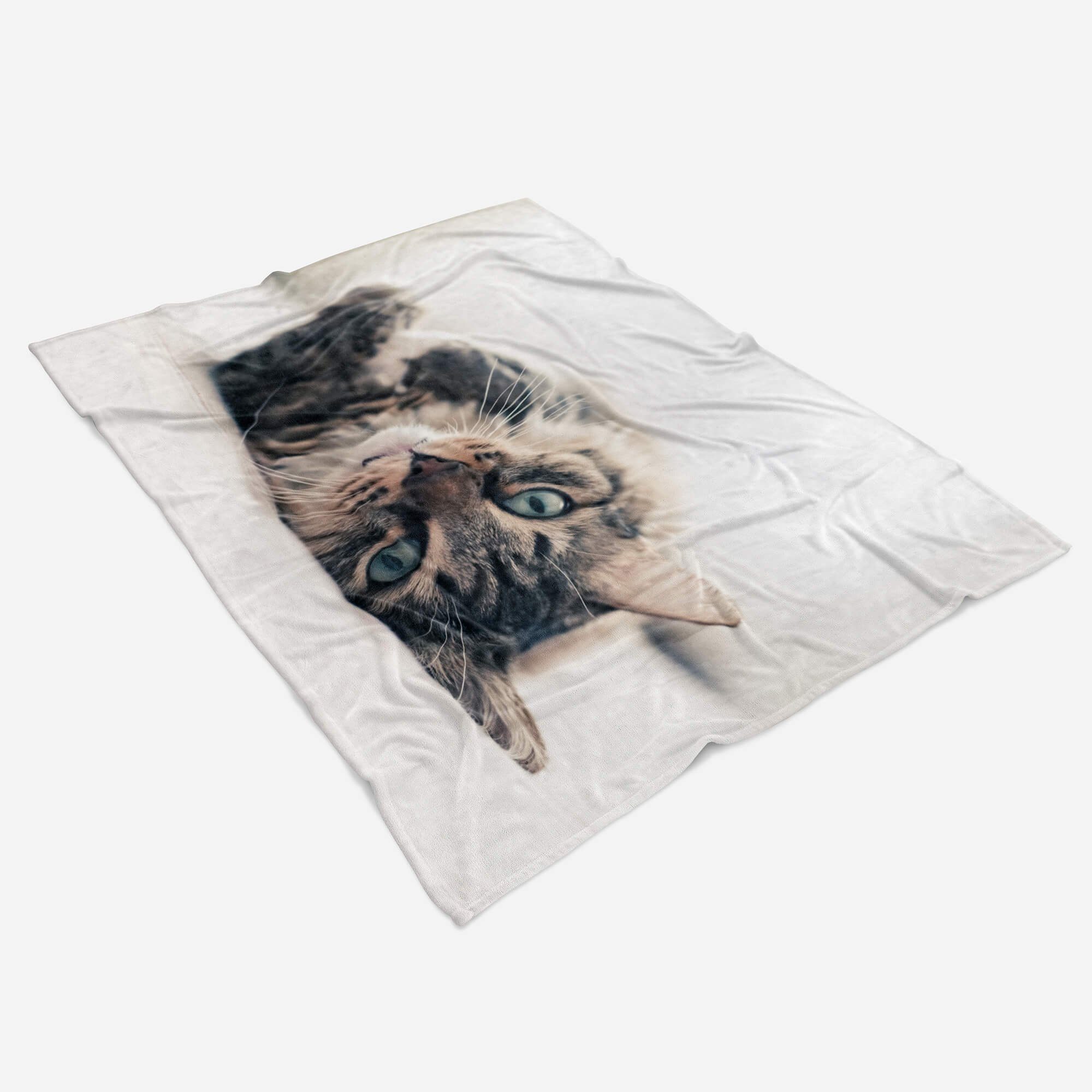 Art Handtuch mit Handtücher Tiermotiv Kuscheldecke Strandhandtuch Handtuch (1-St), Katze, Sinus Saunatuch Baumwolle-Polyester-Mix