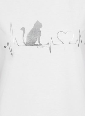 Trigema T-Shirt TRIGEMA T-Shirt mit 1/4-Arm und Katzen-Druckmotiv