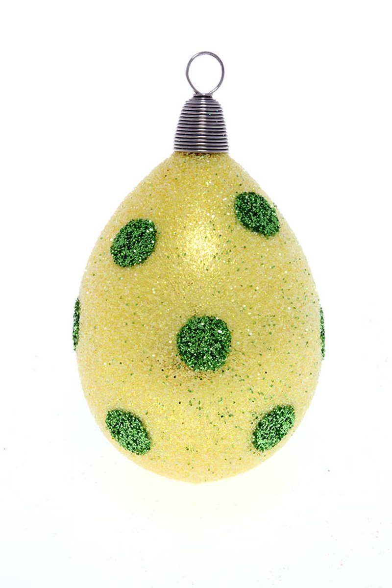 Hamburger Weihnachtskontor Osterei Osterdekoration Kleines Ei gelb/ grün (1-tlg), mundgeblasen - handdekoriert