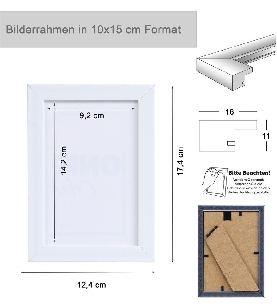 5er Set Bilderrahmen 3er Blockprofil Weiß FlexiFrame Bilderrahmen Leichter IDEAL Kunststoff TREND mi Pack 5er