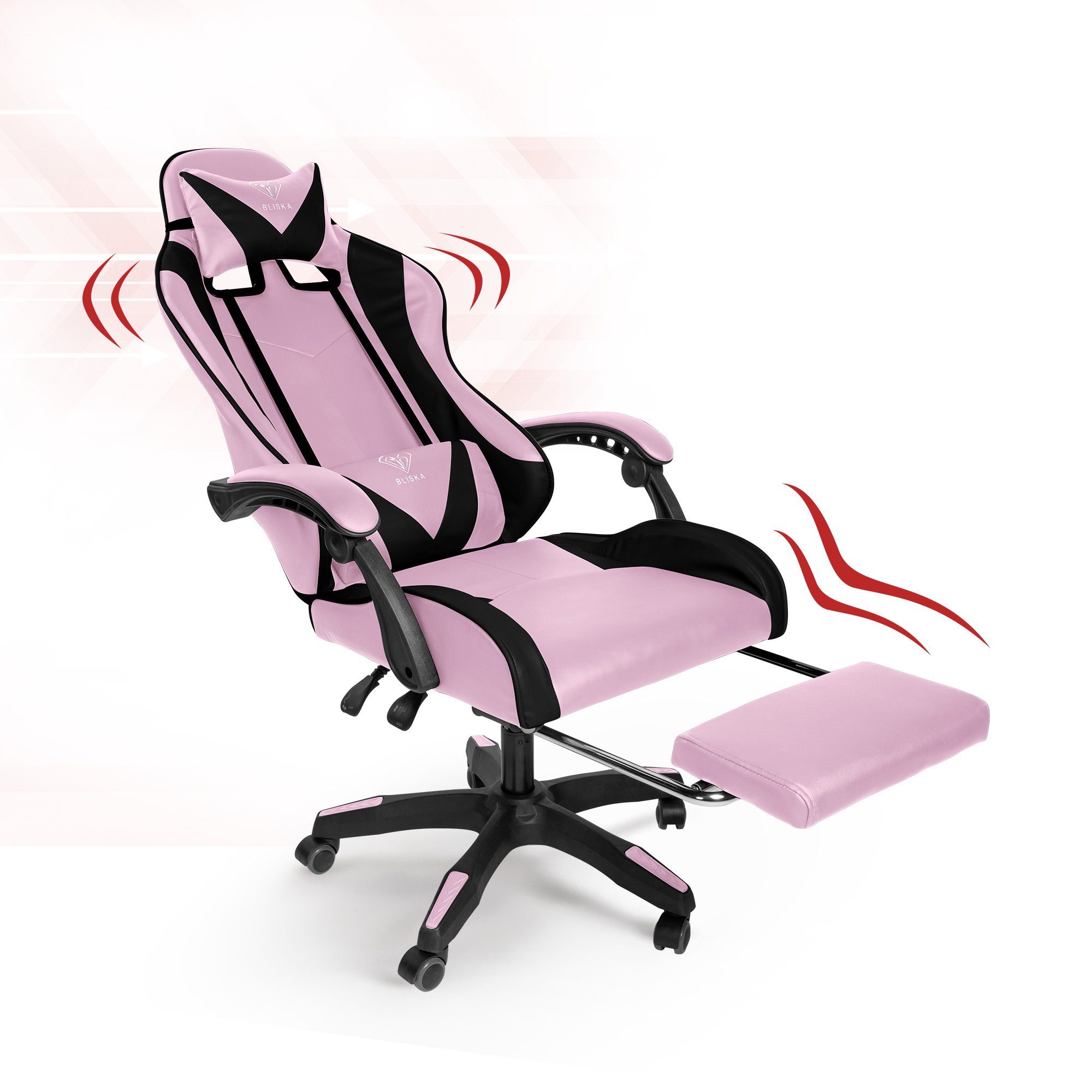 Konrad mit Design-Armlehnen Gaming Rosa/Schwarz Stuhl mit Stück), Fußstütze Chefsessel (1 flexiblen TRISENS Chair Gaming