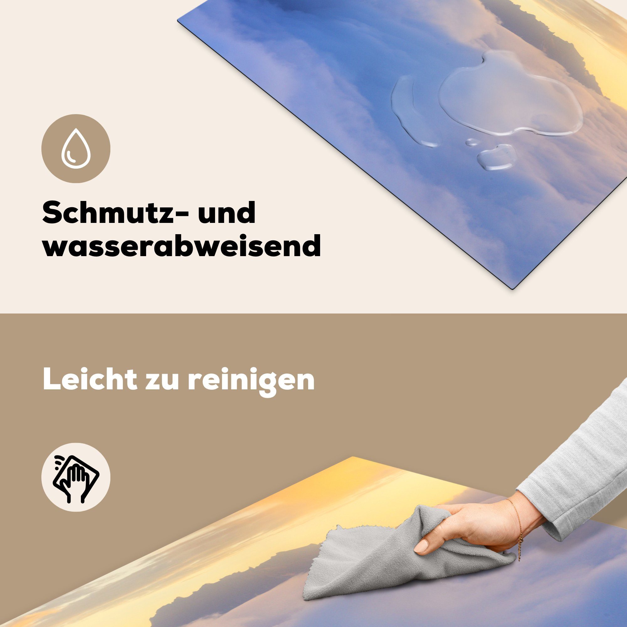 MuchoWow Herdblende-/Abdeckplatte Mount Kinabalu - 81x52 Schutz für küche, cm, Wolken, tlg), Ceranfeldabdeckung Sonnenaufgang die Vinyl, - Induktionskochfeld (1