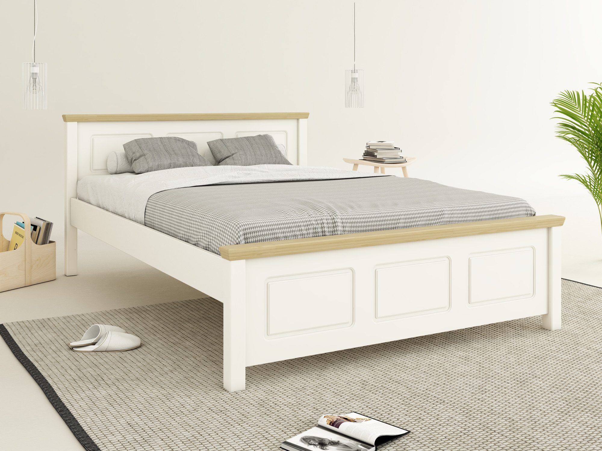Massivholzbett ERIKK', Made in Europe, optional mit Schublade, Massivholz Kiefer
